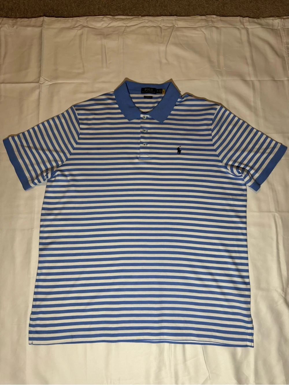 Ralph Lauren Blue and White Striped Polo Shirt